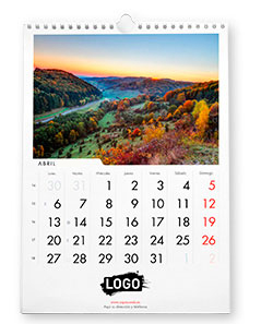 Calendarios personalizados de pared 30x42 cm con espiral